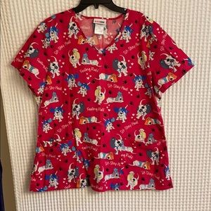Pink dog scrub top